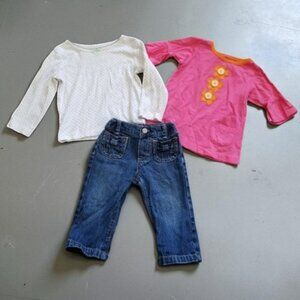 * OSH KOSH Denim Jeans CARTER’S Lot of Long Sleeved Tops Girls 9 months